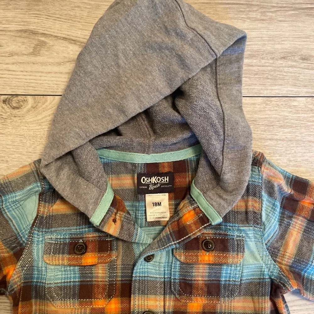 Osh Kosh 18 M Boys Hooded Flannel